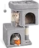 FEANDREA Cat Tree, 67 cm Cat Tower, S, Cat Condo for Kittens up to 3 kg, Large Cat Perch, 2 Cat Caves, Scratching Post, Light Grey PCT611W01