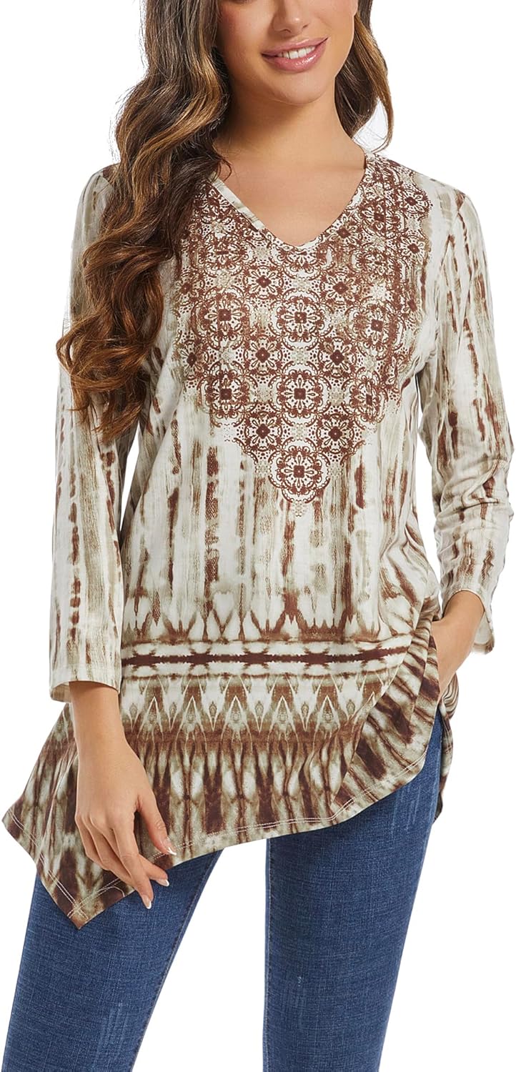 OHO Women's Long-Sleeve Sublimated Print T Shirt Holiday T-Shirt - Image 3