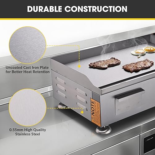 Miniatura 5 de WeChef 3000 W 22 "Plancha eléctrica para encimera comercial de placa plana para restaurante barbacoa