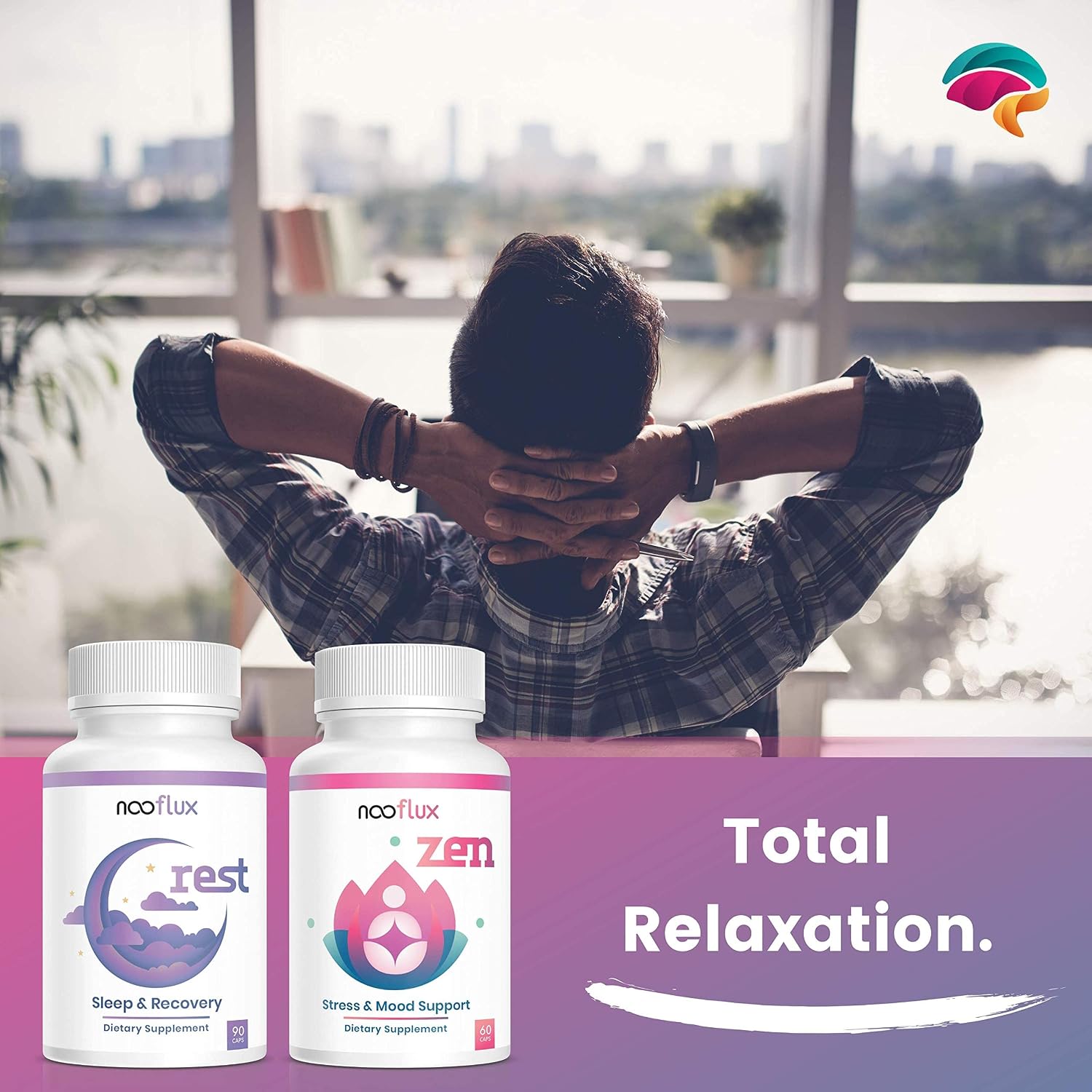 Natural Sleep Aid - Safe, Effective, Non Drowsy Sleep Formula - Magnesium Glycinate Valerian Root Hops Extract 5-HTP Melatonin - Helps with Recovery & Relaxation - Rest by Nooflux