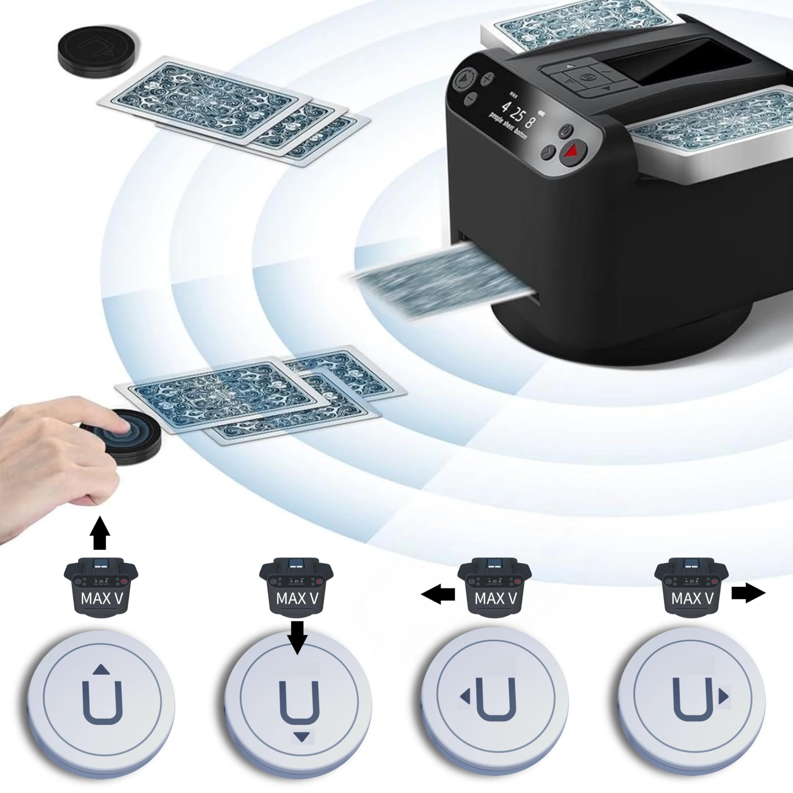 CUIYKAI Macchina Per La Distribuzione Automatica Di Carte Elettrica, Poker E UNO, 3 Mazzi, 4 Pulsanti, Modo Personalizzato E Texas Hold'em