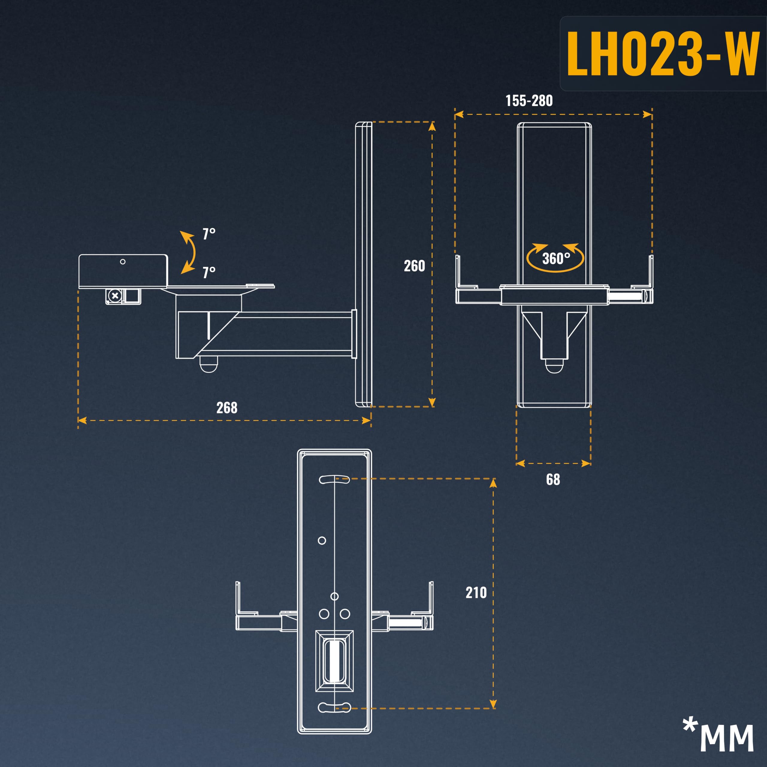 RICOO LH023-W Lautsprecherwandhalterungen Lautsprecher Wandhalterungen 2-er Set Universal Schwenkbar Neigbar Halterung Boxen Wand Halter Boxenhalterung Set bis Max. 25-Kg Wandhalter Speaker Wall Mount