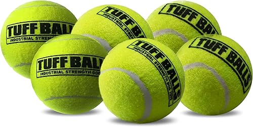 PetSport Yellow Tuff Ball - Pelotas de tenis medianas para perros, juguete masticable para masticadores agresivos, atrapar, goma natural,