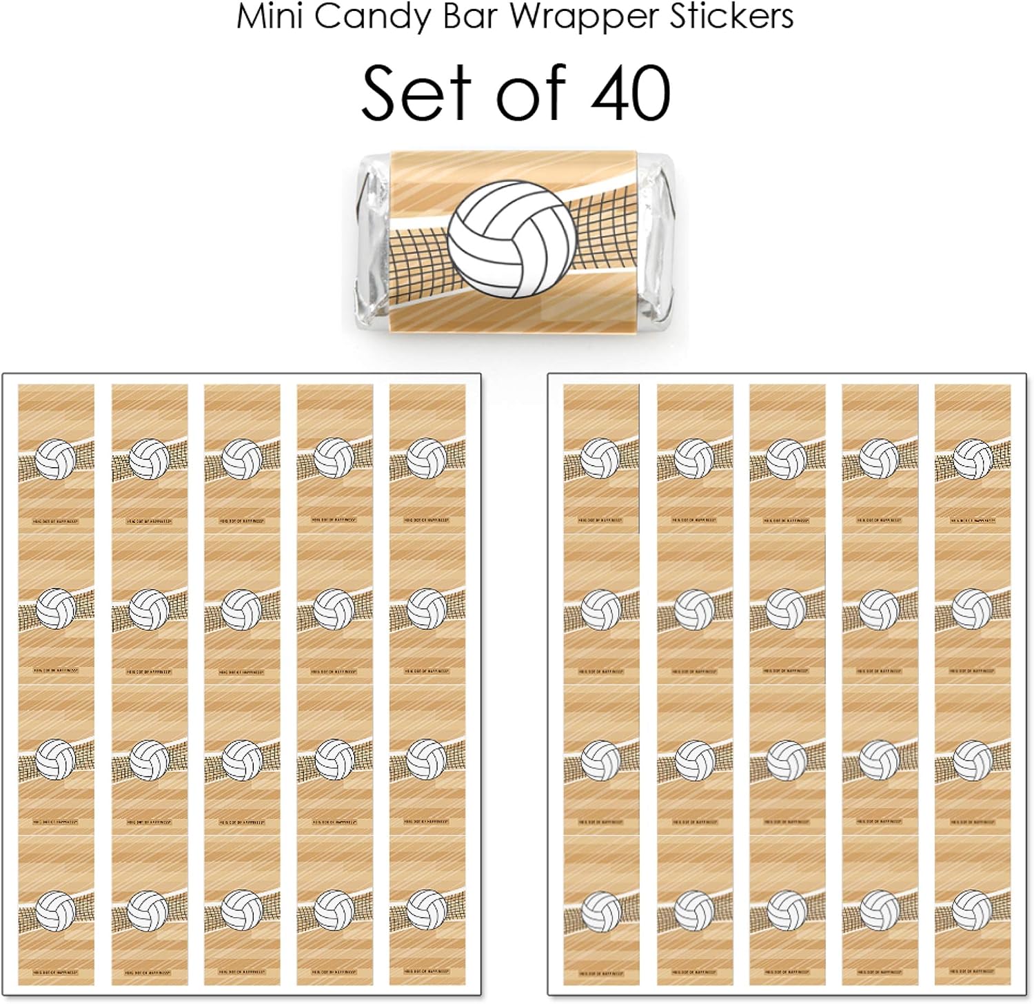 Bump, Set, Spike - Volleyball - Mini Candy Bar Wrapper Stickers - 40pc image 3