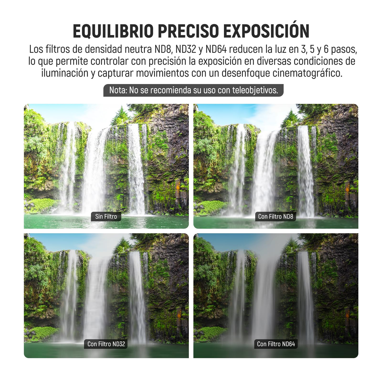 NEEWER 67mm ND Filter Set, ND8/32/64 (3/5/6 Stops) Multicapa Densidad Neutra Objetivos Filtro Cámara Camera Lens Filter Accesorios Fotografía con Estuche & Paño Limpieza, 3 Packs