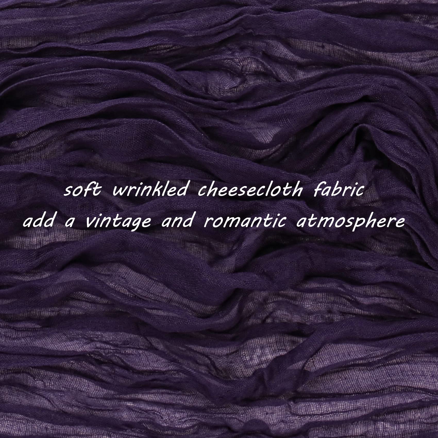 12 Pack 10Ft Cheesecloth Table Runner 35x120 Inch Boho Gauze Table Runner Rustic Cheese Cloth Long Table Runner Romantic Table Runner for Wedding Bridal Shower Birthday Party Table Decor (Dark Purple)