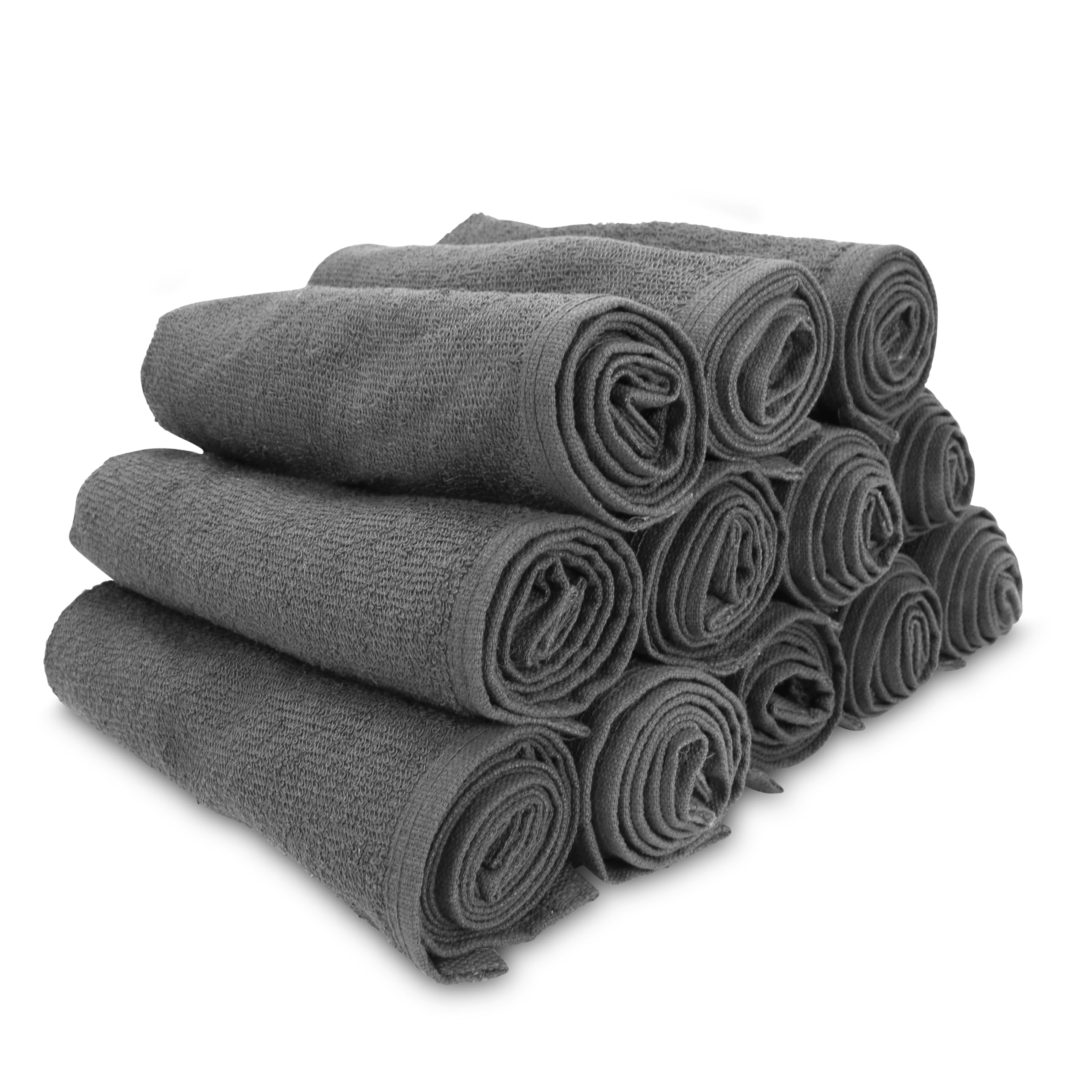 Arkwright Bleach Proof Salon Towels - Pack of 12 - Highly Absorbent, 100% Cotton, Quick Dry Spa Face Towel for Hair Stylist, Barber, Pedicure, and Esthetician, 16 x 28 in, Charcoal