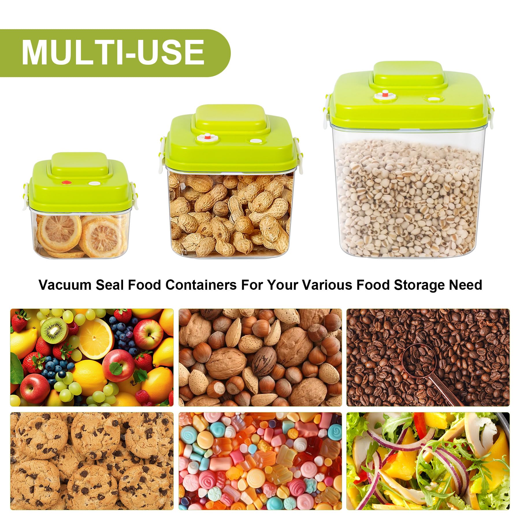 Ensemble De 3 Pièces De Récipients Sous Vide, 1L , 1,5 L Et 2 L