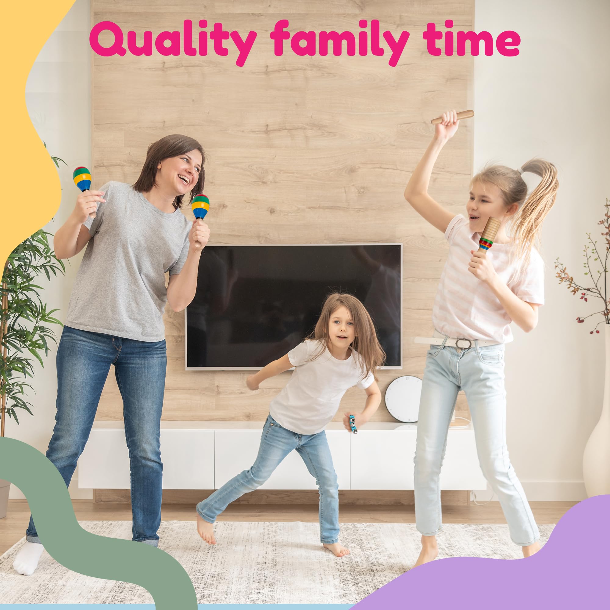 Stoie's Kids Musical Instruments Set – Wooden Percussion Instruments for Toddlers, Xylophone, Tambourine, Maracas, Music Toys for Toddlers, Preschool Musical Instruments