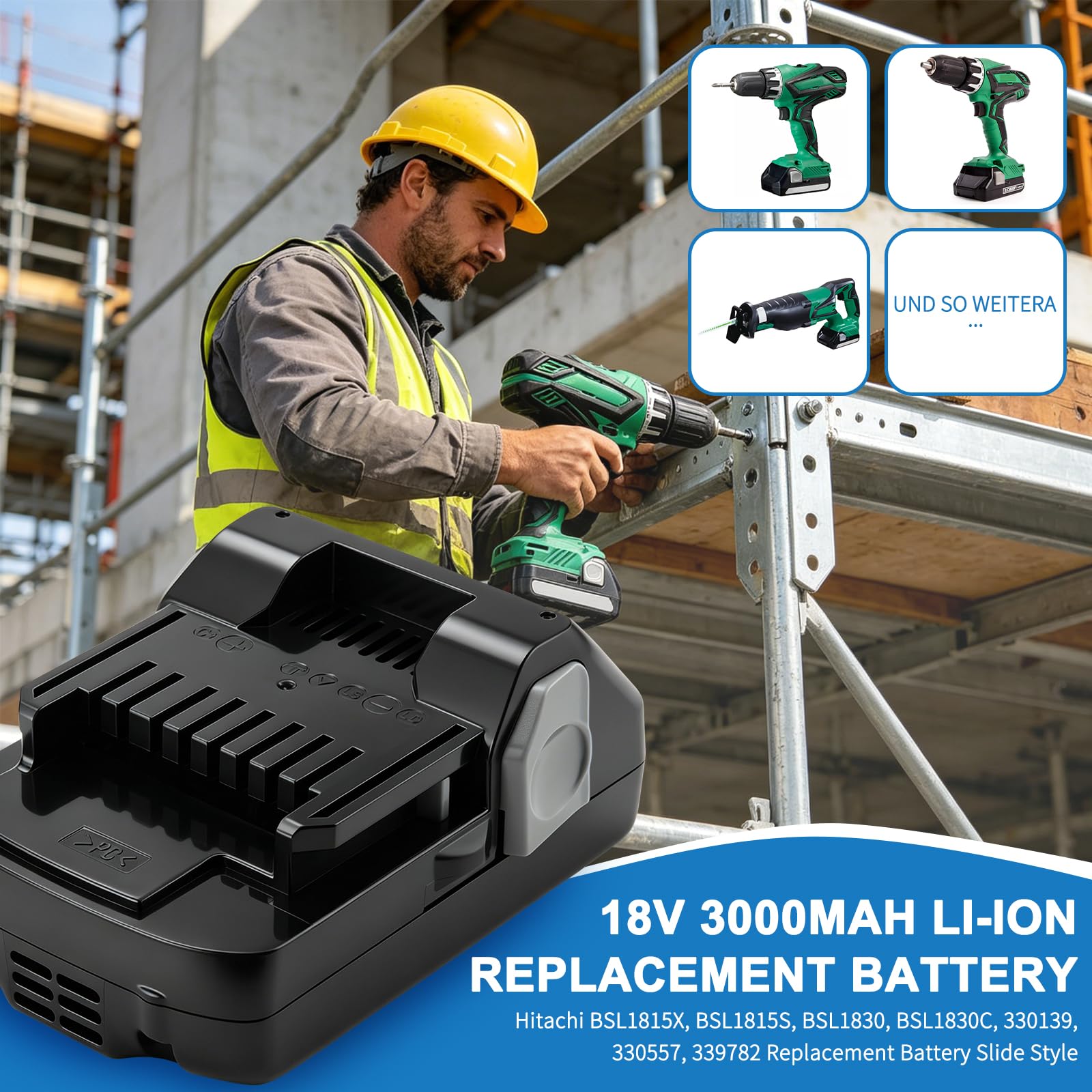 Lot de 2 Batteries de Rechange Li-ION 18V 3000mAh pour BSL1815 BSL1815X BSL1815S BSL1830 BSL1830C 330068 330139 330557 39782 DS 18DJ L