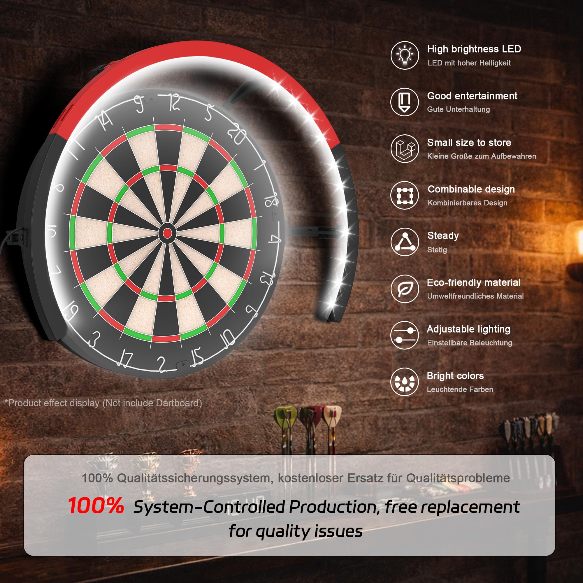 CyeeLife Dartboard Lighting System, Iluminación para Diana de Dardos, Luz Anular LED Blanca para Diana de Dardos, Sistema de Iluminación LED para Diana de Dardos