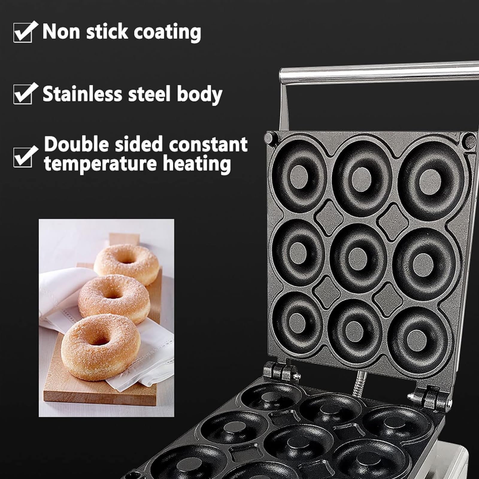 Máquina Comercial compacta para Hacer Dulces, CREA deliciosas rosquillas, Cake Pops y Waffles, 1500 W, deliciosas rosquillas, Cake Pops y Waffles, Placas extraíbles antiadherentes,