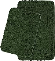 Vista 290 de Yeaban Juego de alfombras de baño verde manzana 2 piezas (20" x 32" y 17" x 24"), tapetes de baño de felpilla gruesa Alfombras de baño absorbentes