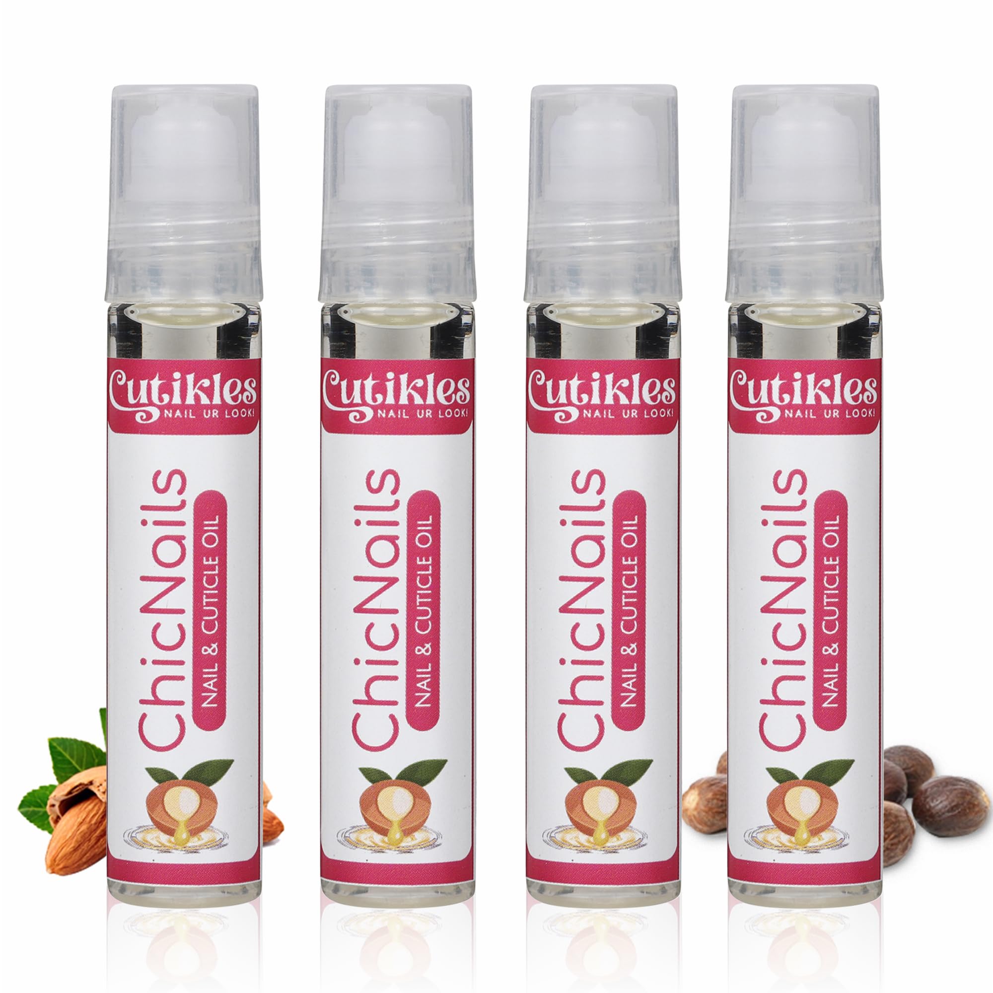 CUTIKLES Cuticle Oil Roll-On. Nourishing & Hydrating Formula for Healthy Nails. Easy-to-Apply Roll-On Bottle, Perfect for Dry Cuticles & Nail Care, Compact & Travel-Friendly - 10ml pack of 4