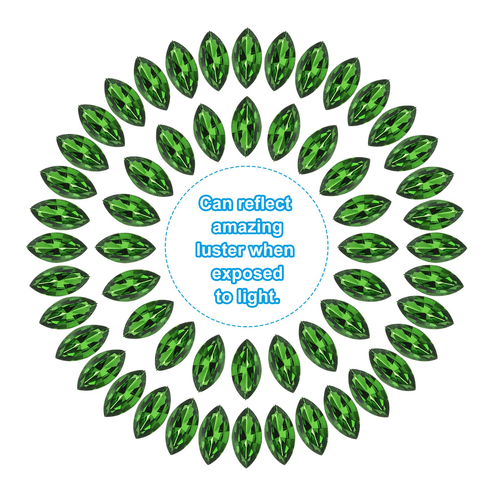 PATIKIL Marquise Gems, 25 Pcs 18x9mm Glass Rhinestones Flat Back Navette Horse Eye Crystal Gems for Jewelry Making DIY Craft Green - Image 4