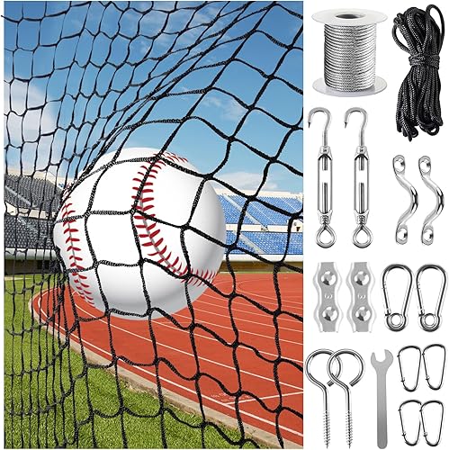 Sport Net Baseball Nets,Over 22 Sizes from 10 to 50 feet Baseball Softball Backstop Nets with 33 feet Nylon Rope 0r Steel Hanging Kit, Heavy Duty
