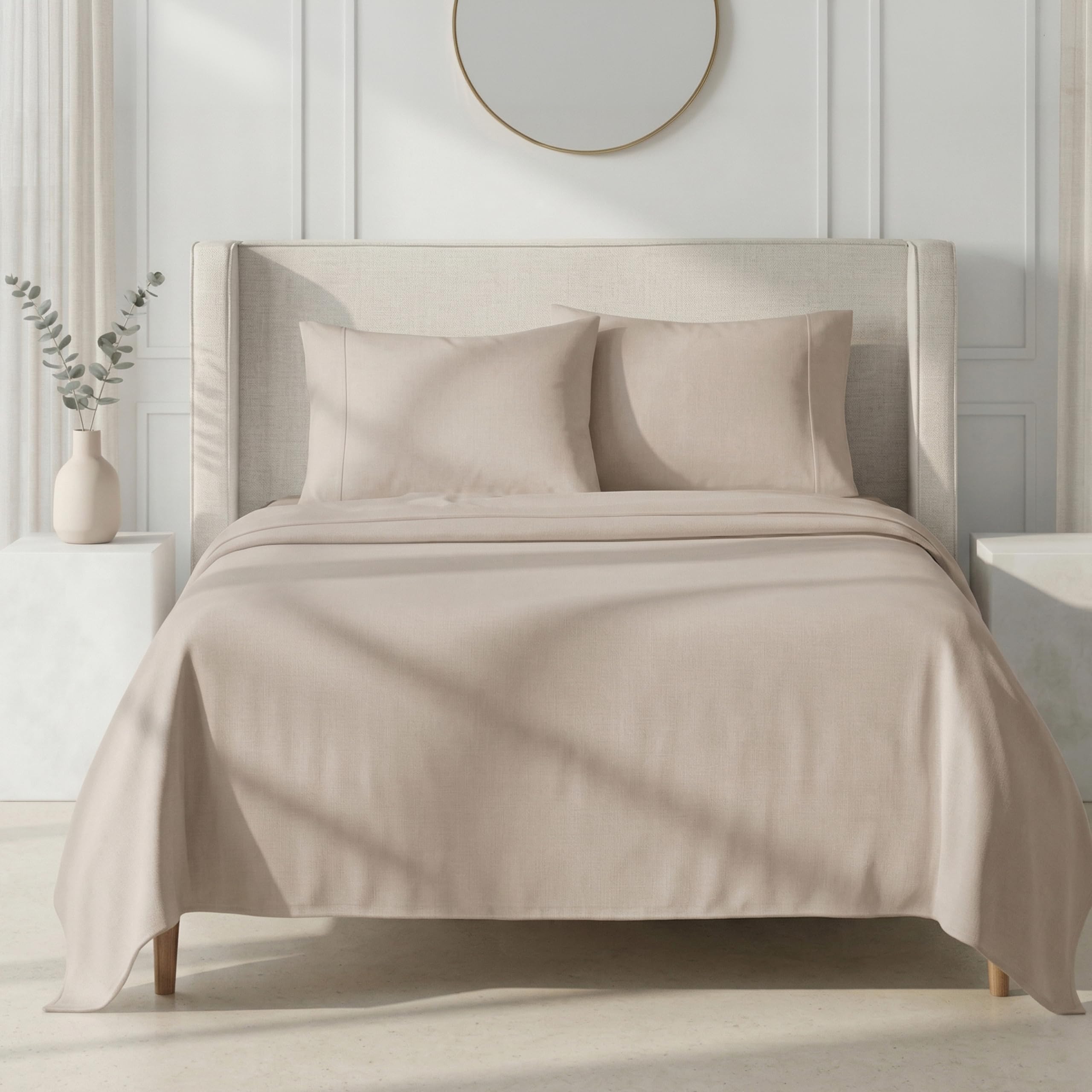 California Design Den Thick and Natural 100 Cotton Sheets Queen Size Set - 1000 Thread Count Sateen Deep