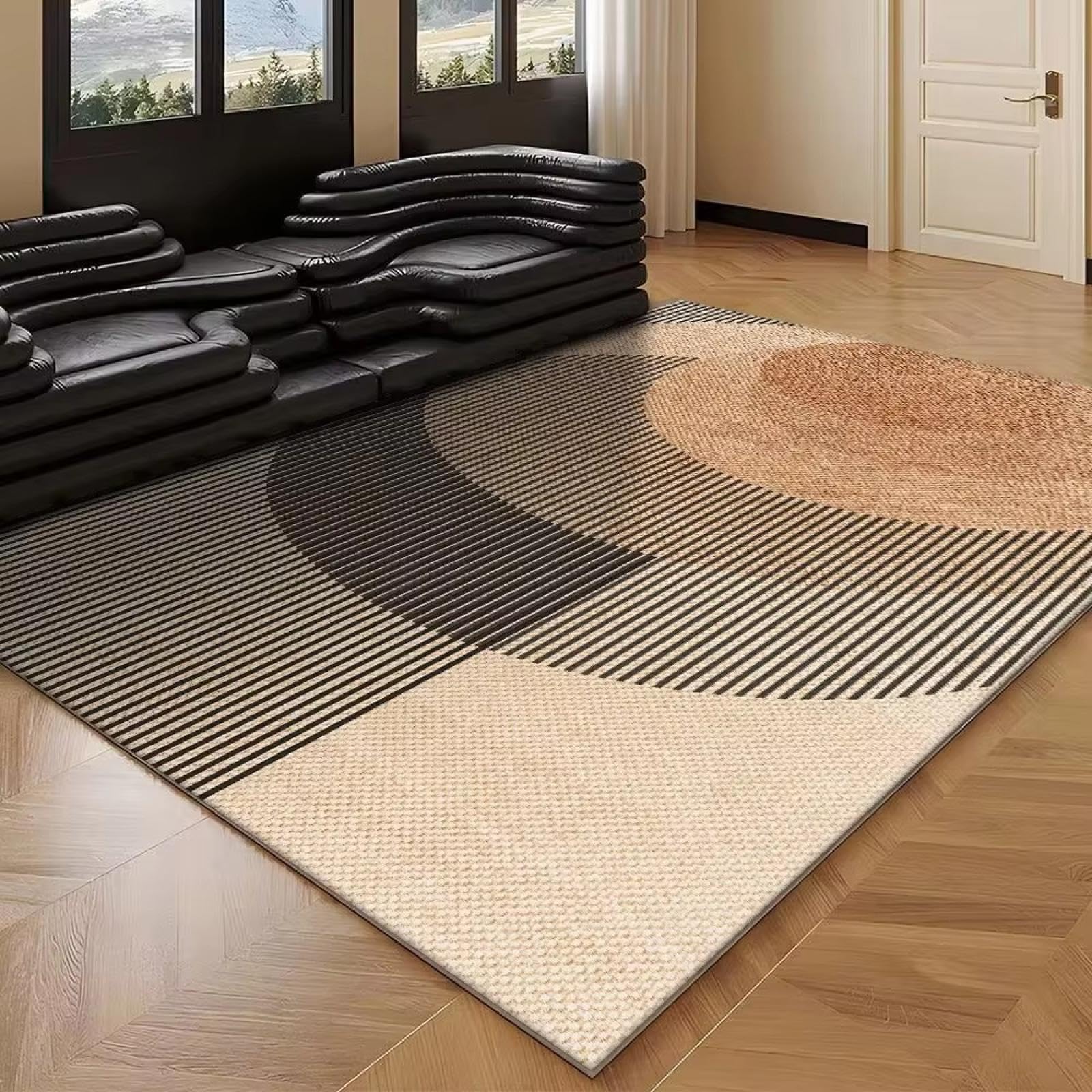 Tapis de chambre marron antidérapant pour sécuriser et décorer le sol en douceur