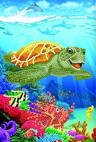 Crystal Art Cuaderno de pintura de diamantes, kit de cuaderno de tortuga subacuática, crea una cubierta brillante para cuaderno con cristales, para