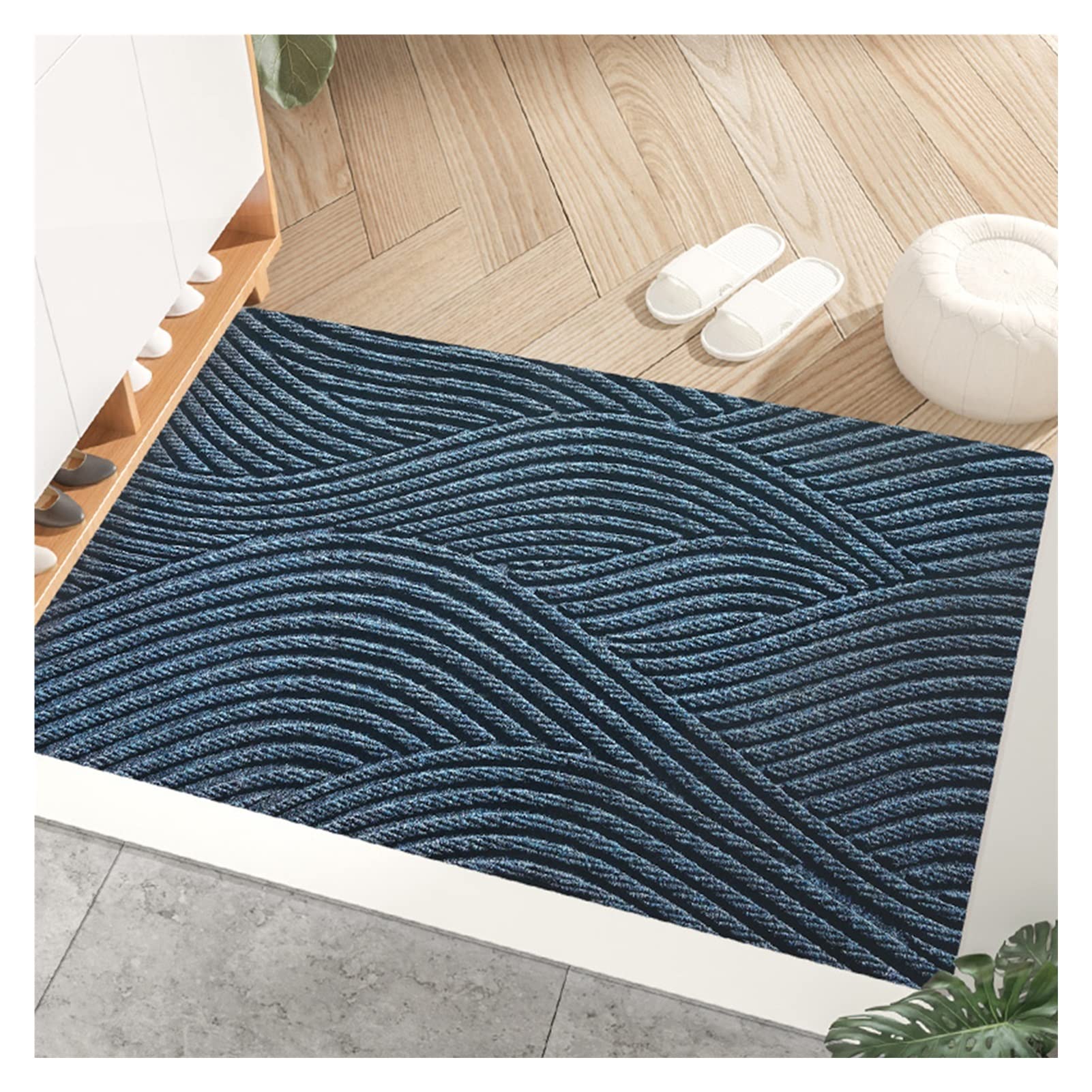 Outdoor Mats, Non Slip Tear Resistance Front Door Mats, Heavy Duty Cuttable Hotel Porch Floor Mat, 4 Colors (Color : Blue, Size : 60x120cm)
