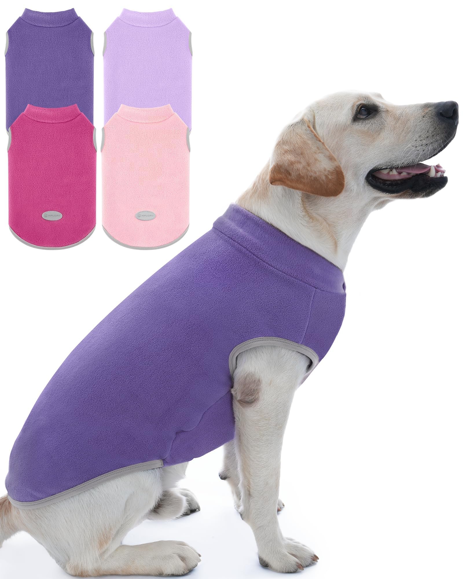 XPUDAC Lot de 4 pulls en polaire pour chien de petite, moyenne et grande taille comme pull doux pour chien ou chiot - Veste d'hiver chaude pour chien de petite, moyenne et grande taille - 510 - 3XL