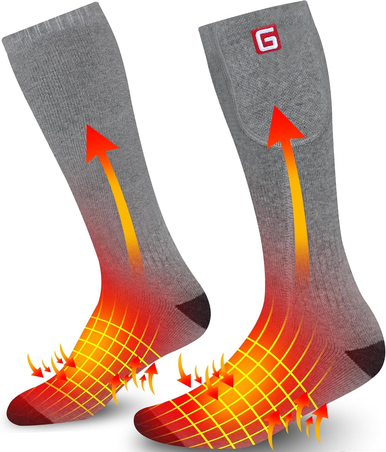 Electric Heated Socks for Teenagers Youth,Rechargeable Battery Powered Operated Heated Socks for Middle Senior High School Grey