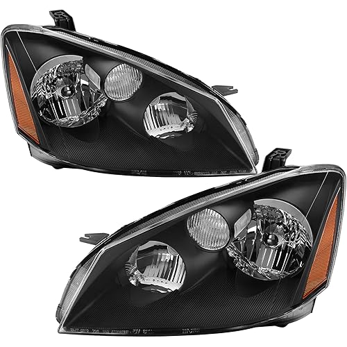 AUTOSAVER88 Headlight Assembly Compatible with 2005 2006/05 06 Altima Replacement Driver & Passenger Side Black Housing Amber Reflector