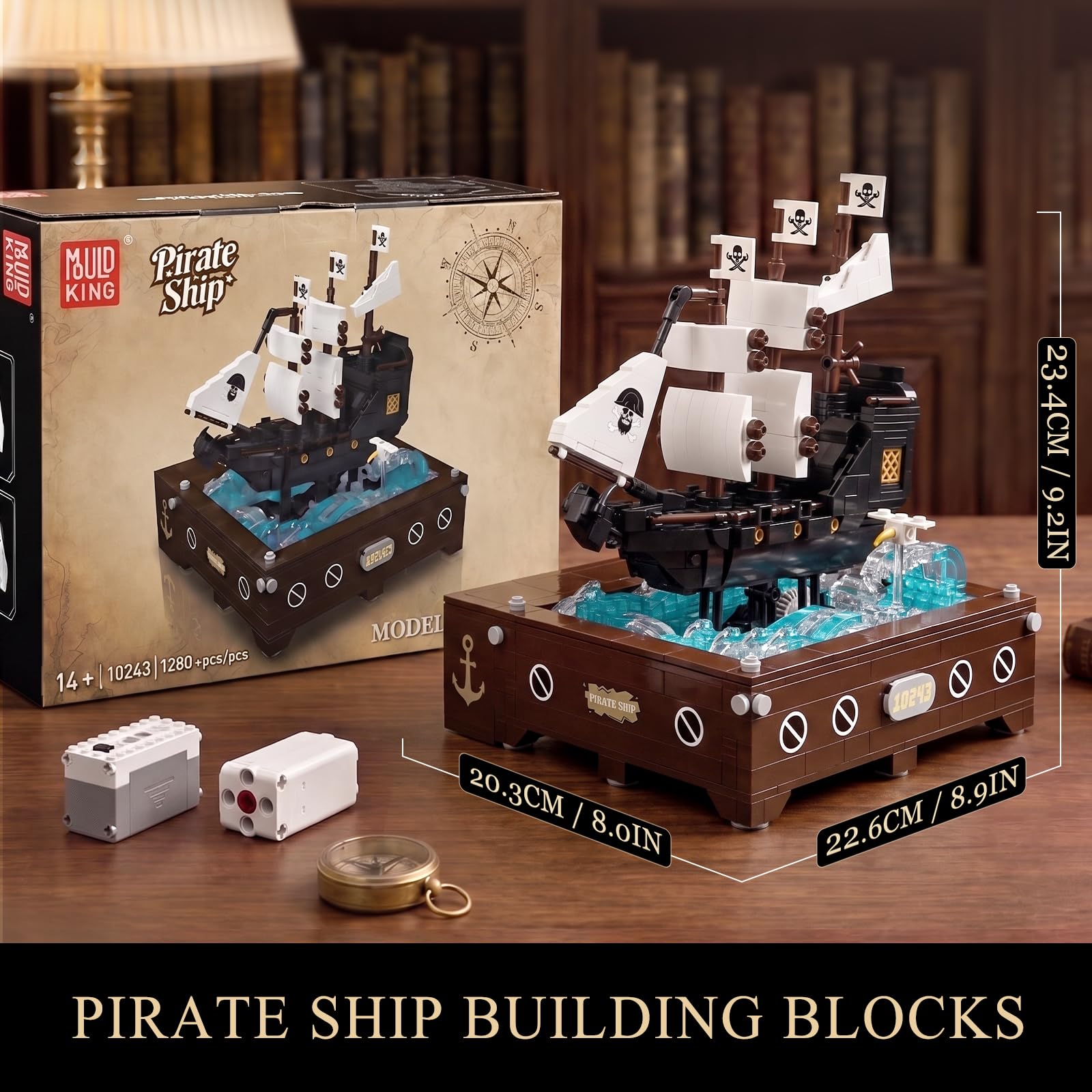 Mould King 10243 Piratenschiff-Bausatz, dynamisches Spielzeug, 1280 Teile | Bausatz ab 14 Jahren, Sammlermodell für Erwachsene