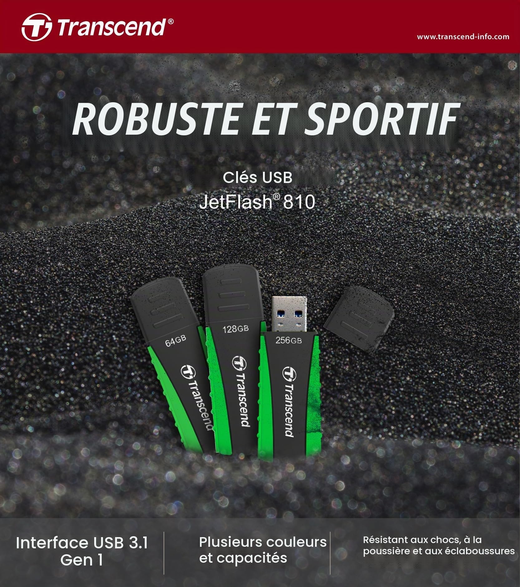 Transcend JetFlash 810 Clé USB 256Go USB 3.1 Gen 1 - TS256GJF810