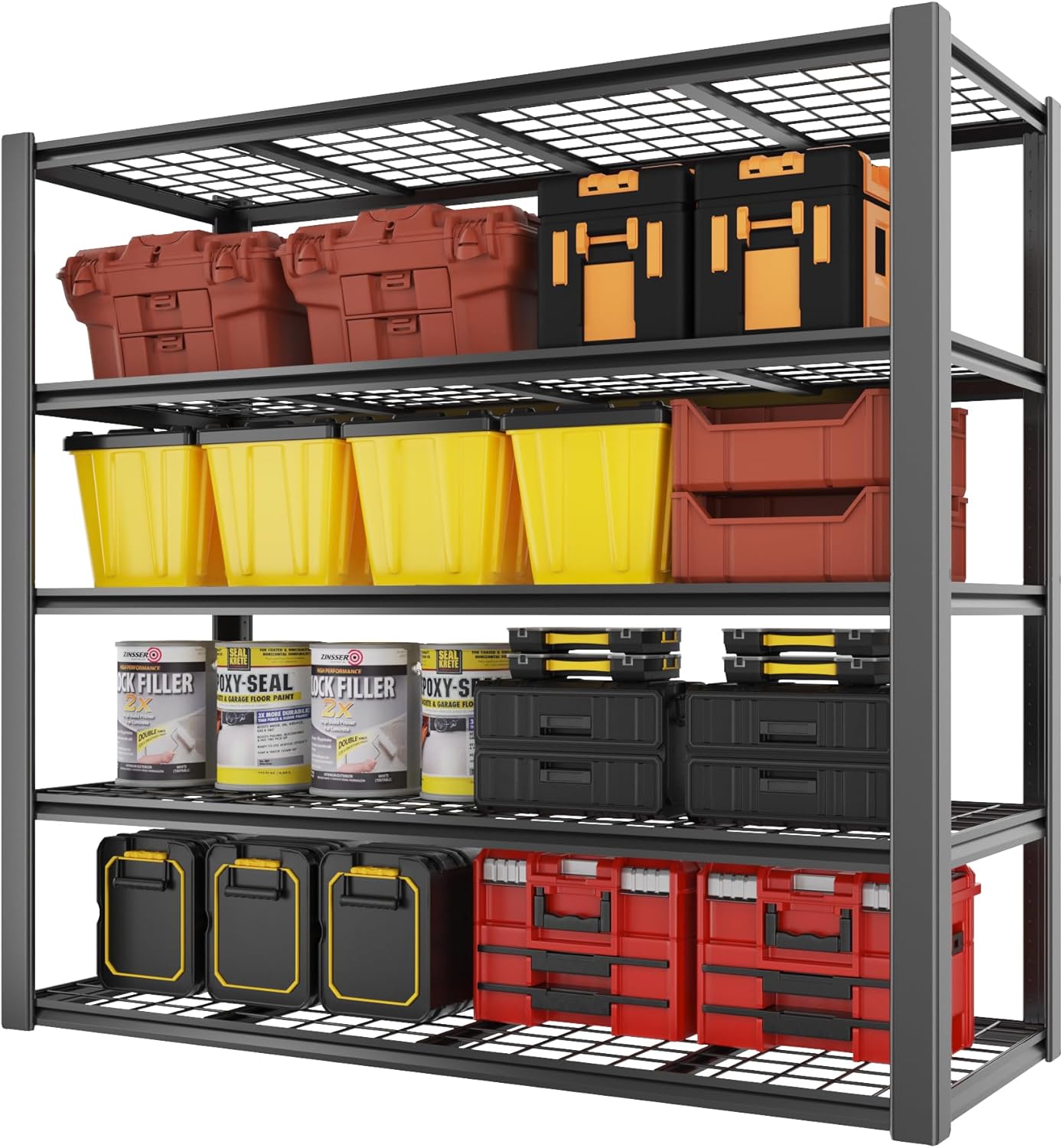 Himimi 60" W Garage Shelving 3500LBS Storage Shelves Heavy Duty Garage Shelves, Adjustable 5 Tier Metal Shelving, Industrial Utility Shelf for Garage Pantry Basement, 60" W x 24" D x 72" H, Black