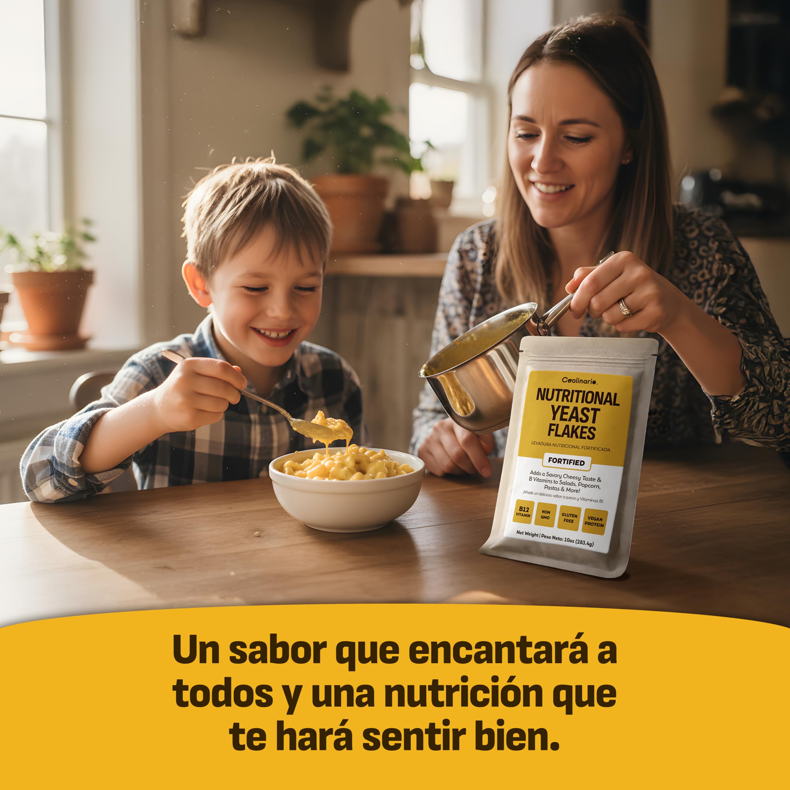 Coolinario Levadura Nutricional Fortificada 283.5 g Condimento Vegano Sabor Queso Rica en B12 Proteína Fibra