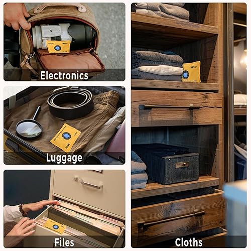 Miniatura 2 de Paquete de 7 desecantes reutilizables de 3.88 oz para almacenamiento, paquetes desecantes de gel de sílice recargables que cambian de color,