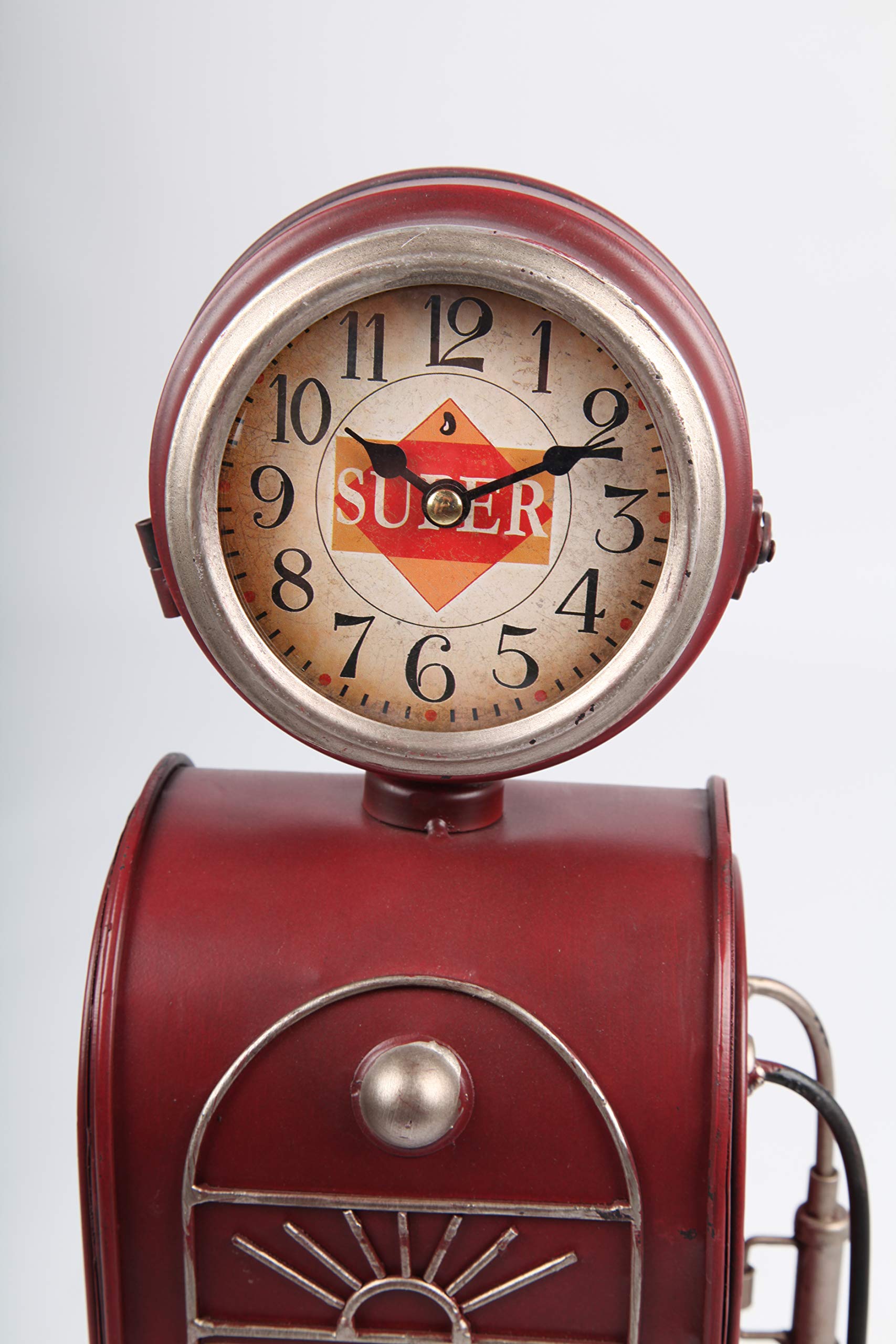 Design-Standuhr Zapfsäule, Schrank aus Metall, Retro, rot, 57cm