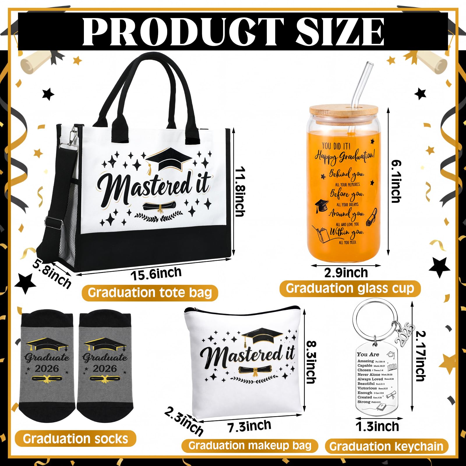 Sanwuta 5 Pcs Masters Degree Graduation Gifts Set Women Her Believed Could So She Mastered It Class of 2026 Gifts(You Are)