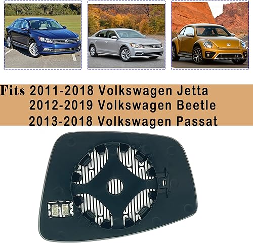 Miniatura 2 de VW - Espejo retrovisor calefactable para el lado del pasajero, compatible con Volkswagen VW Passat 2011-2018, Beetle, Jetta, espejo lateral derecho