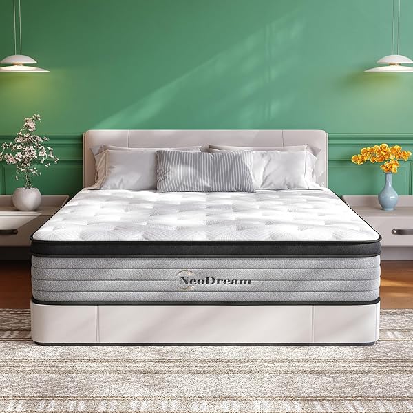 Queen Mattress, 12 Inch Hybrid Matress with Memory Foam & Individual Pocket Springs, Queen Size Mattress in a Box, Medium Firm Feel, Pressure Relief, Edge Support, Motion Isolation