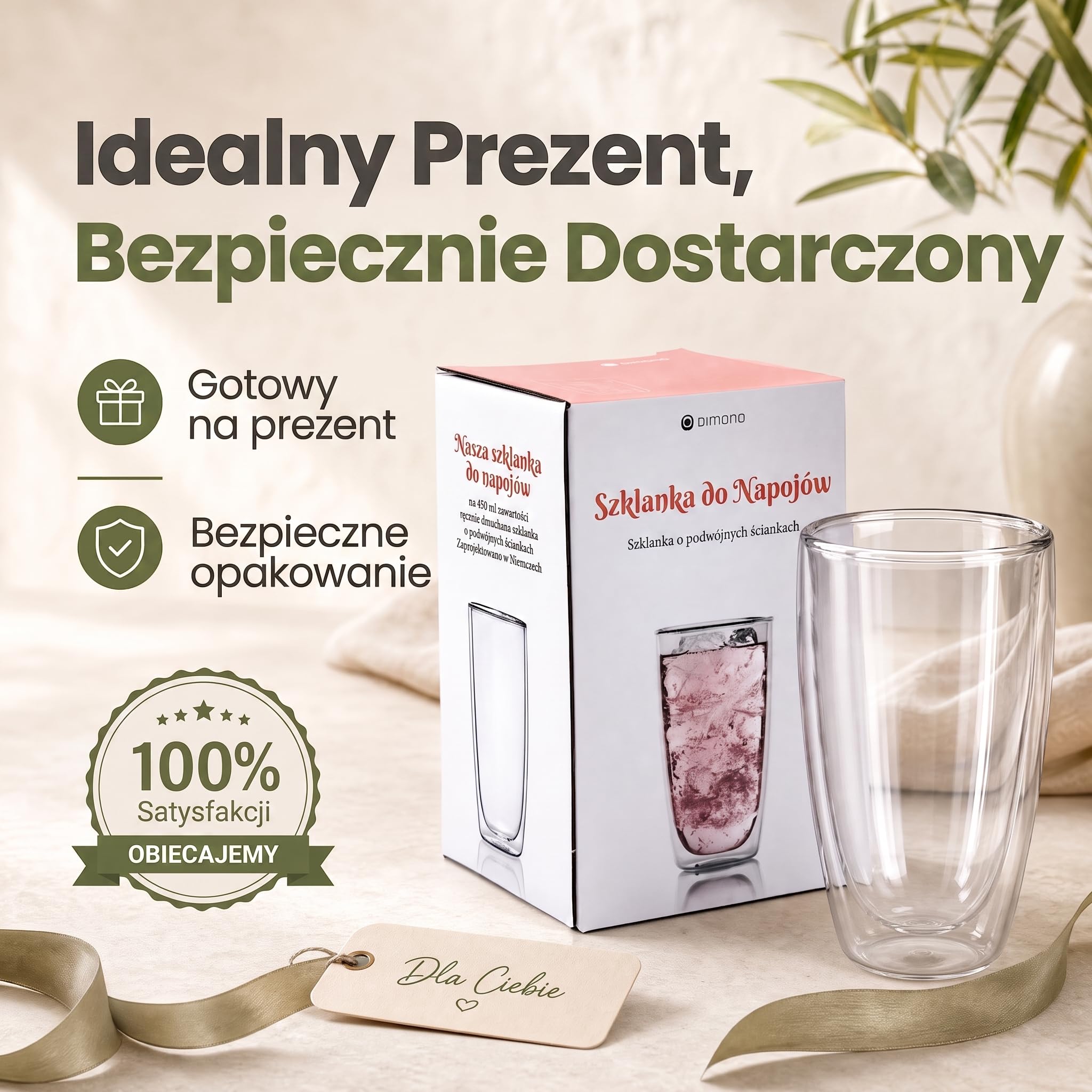 Dimono® Szklanki z Podwójną Ścianką 12 szt. - Latte & Koktajle | Ręcznie dmuchane szkło borokrzemianowe - efekt unoszenia napoju - do latte macchiato, wody i long drinków