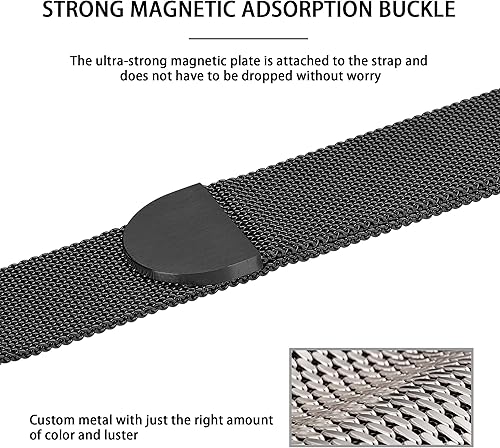 Miniatura 3 de Correa milanesa de metal de acero inoxidable compatible con Apple Watch de 1.496 in, 1.575 in, 1.614 in, 1.654 in, 1.732 in, 1.772 in, 1.772 in,