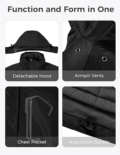 Miniatura 2 de Wantdo - Chaqueta impermeable 3 en 1 para mujer, ideal para esquí y snowboard en montaña, abrigo para nieve de invierno