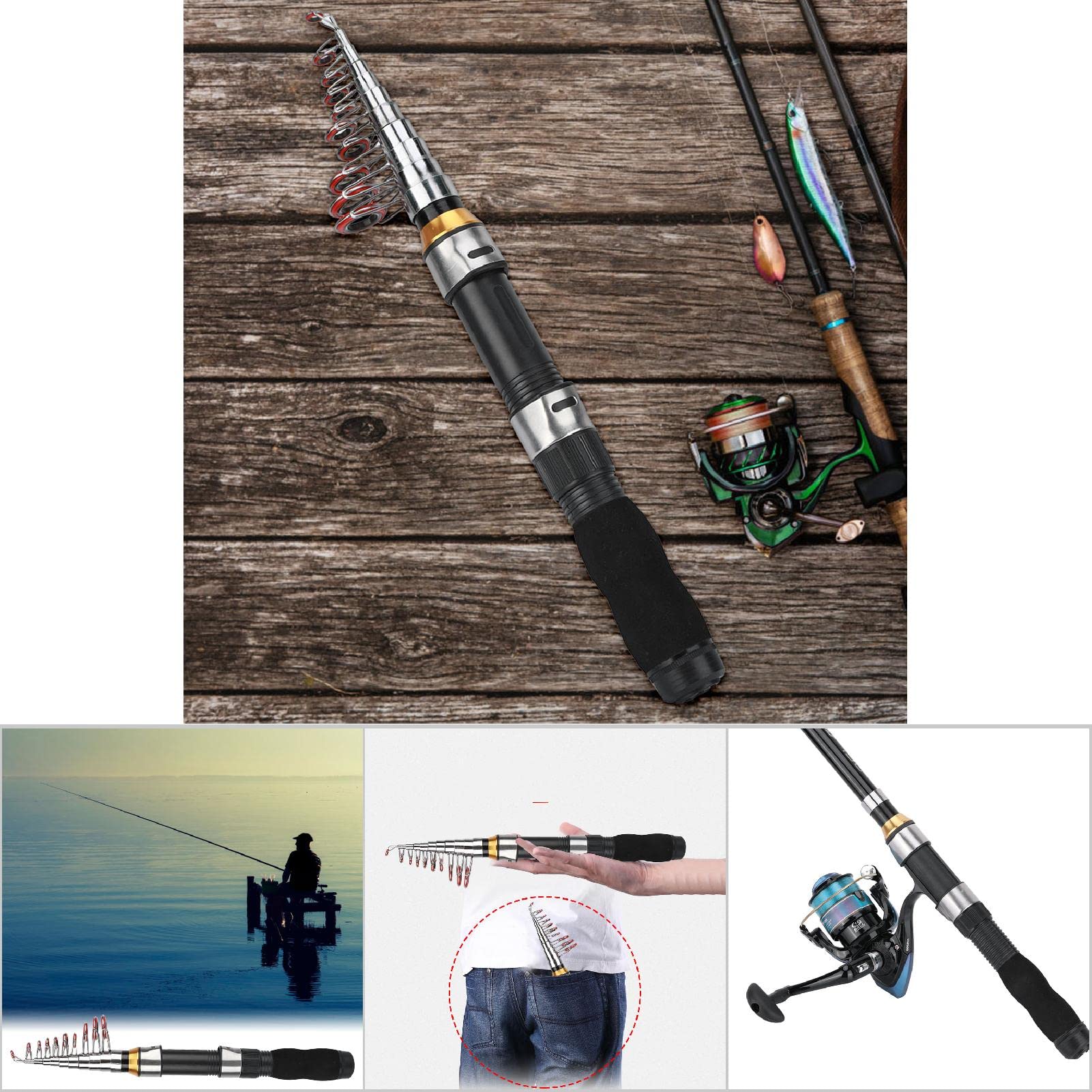 Caña de Pescar Portátil para Hielo y Mar, Diseño Compacto, Mini Herramienta de Pesca, Modelo 28049-100