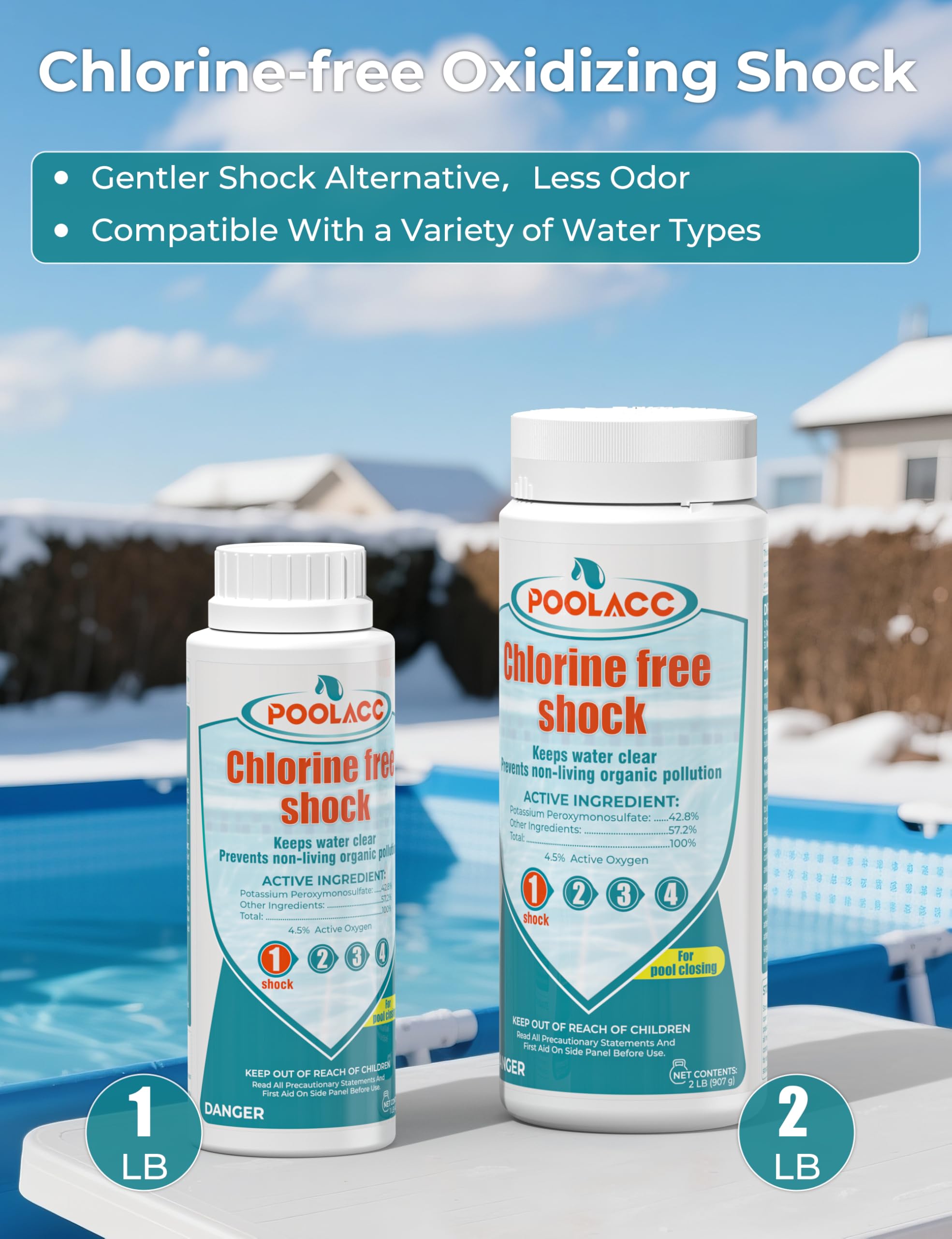 POOLACC Kit de cierre de alberca de invierno todo en uno, maneja hasta 7,500 galones para piscinas elevadas y enterradas, kit de preparación para el invierno de piscina 4 en 1 con múltiples accesorios