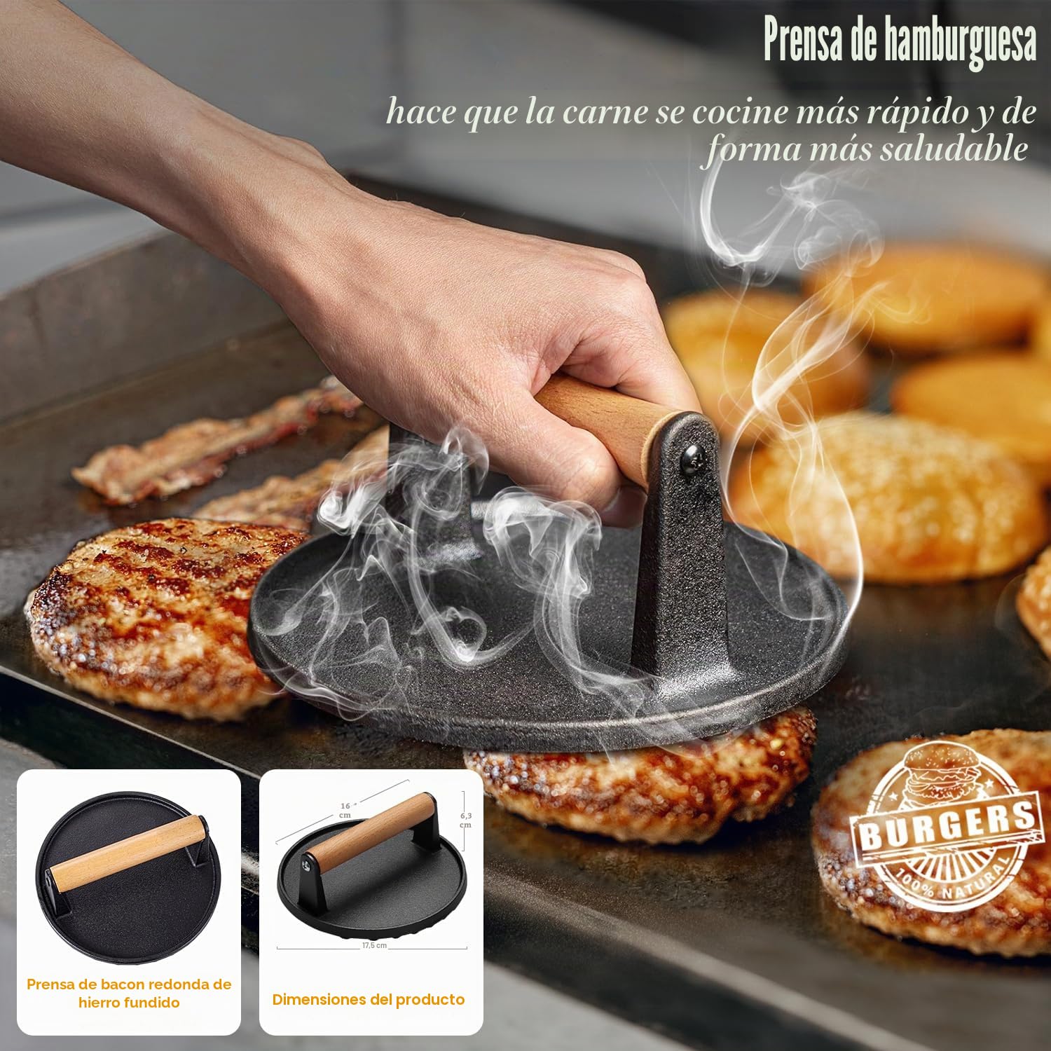 Grilliance 27PCS Juego de Espátulas Plancha Parrilla Accesorios para Hombres, Teppanyaki Set Utensilios Barbacoa Acero INOX, Profesional Hibachi Smash Burger Kit Regalo con Prensa de Hamburguesa