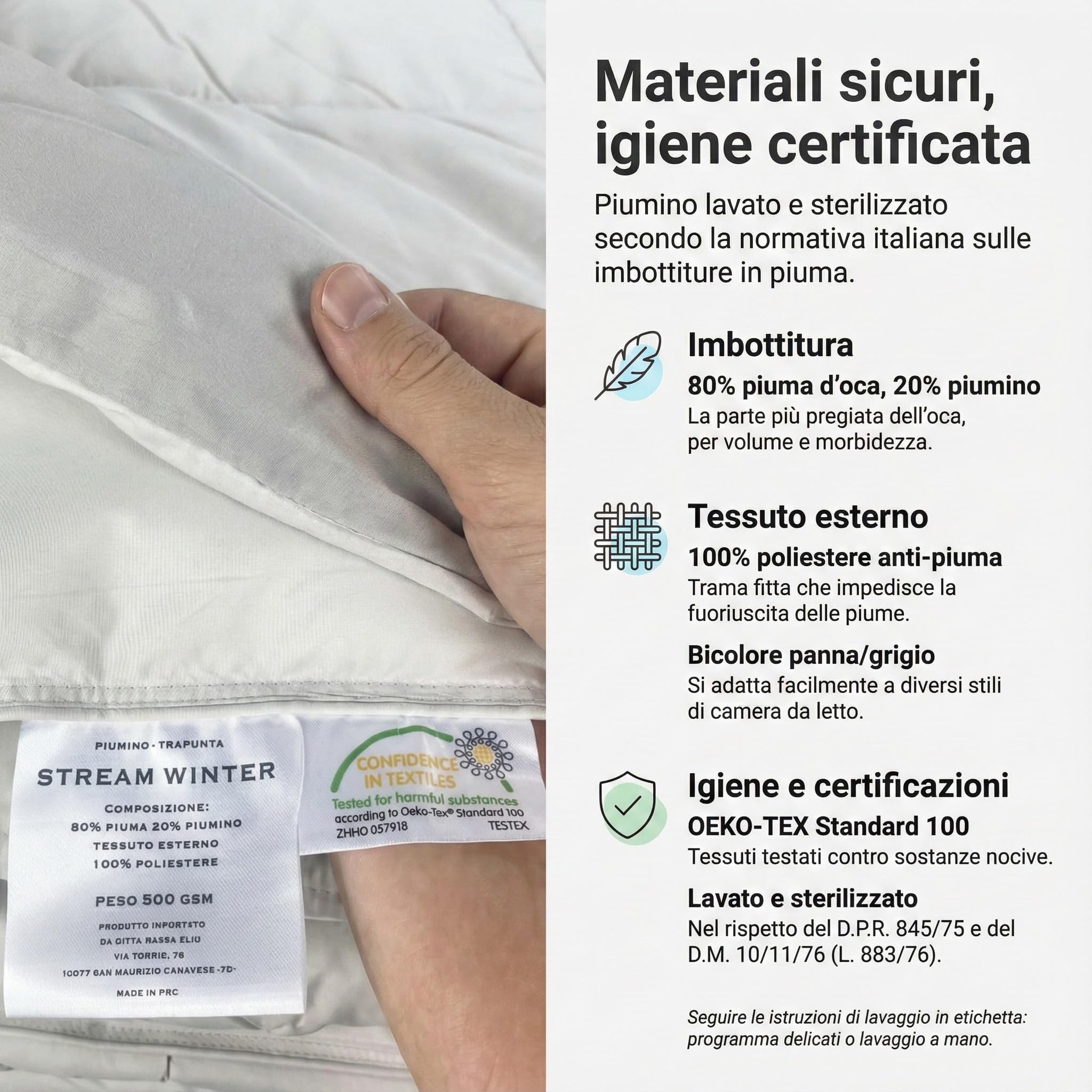 Pościel dla domu Kurtka puchowa gęś strumień 500 GR. 80% Pióro gęś 20% Biała gęś puchowa - 1 Plac I pół CM. 200X200