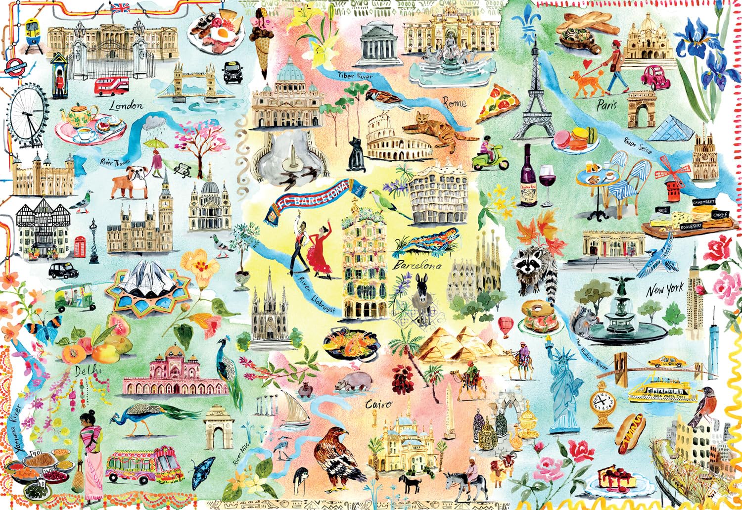 Buffalo Games - Fay Ford - Large City Map - 2000 Piece Jigsaw Puzzle for Adults - Challenging Puzzle Perfect for Game Nights - Finished Size is 38.50