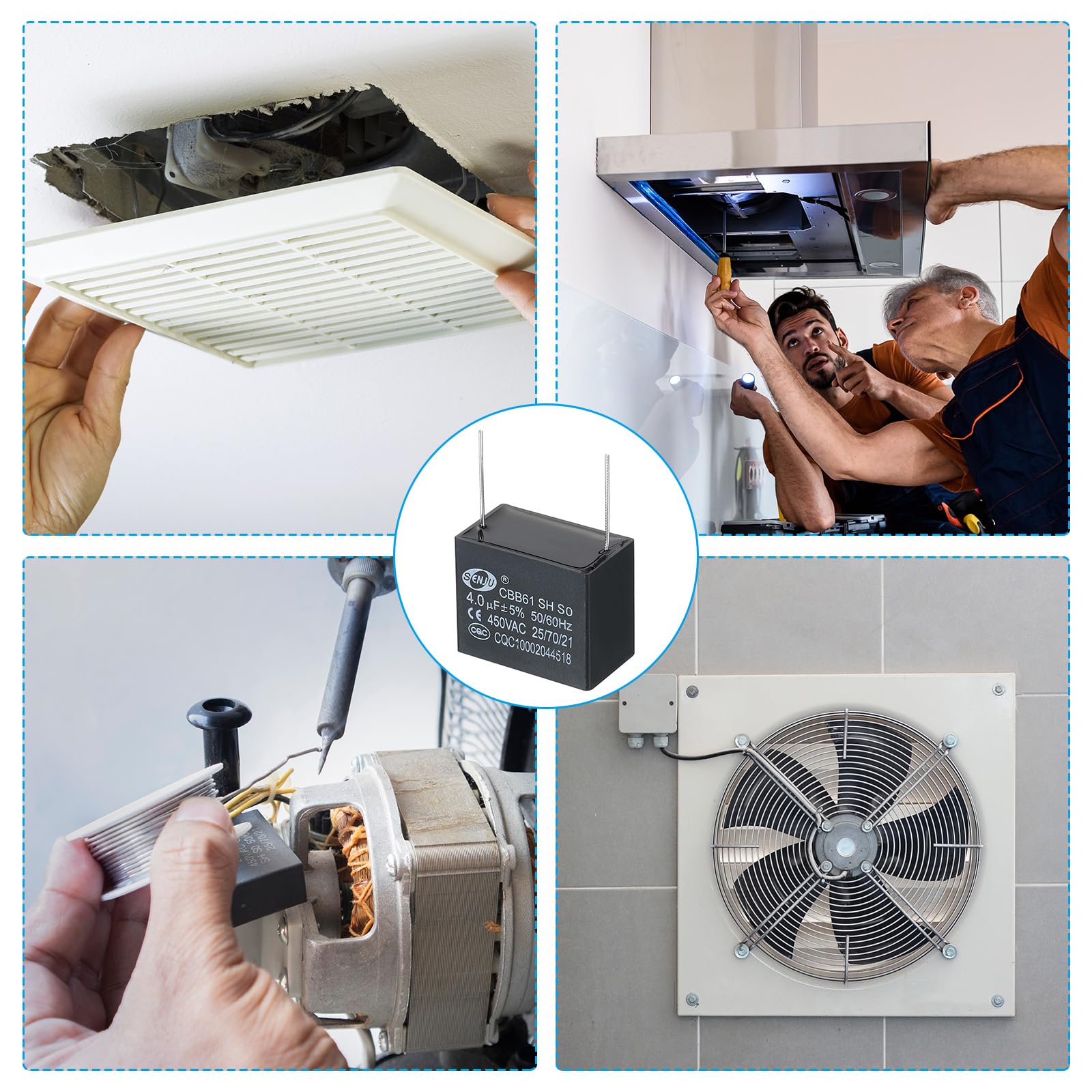 TUNOTYUE CBB61 Kondensator 2uF 450V - 4 Stück Für Deckenventilator & Lüfter
