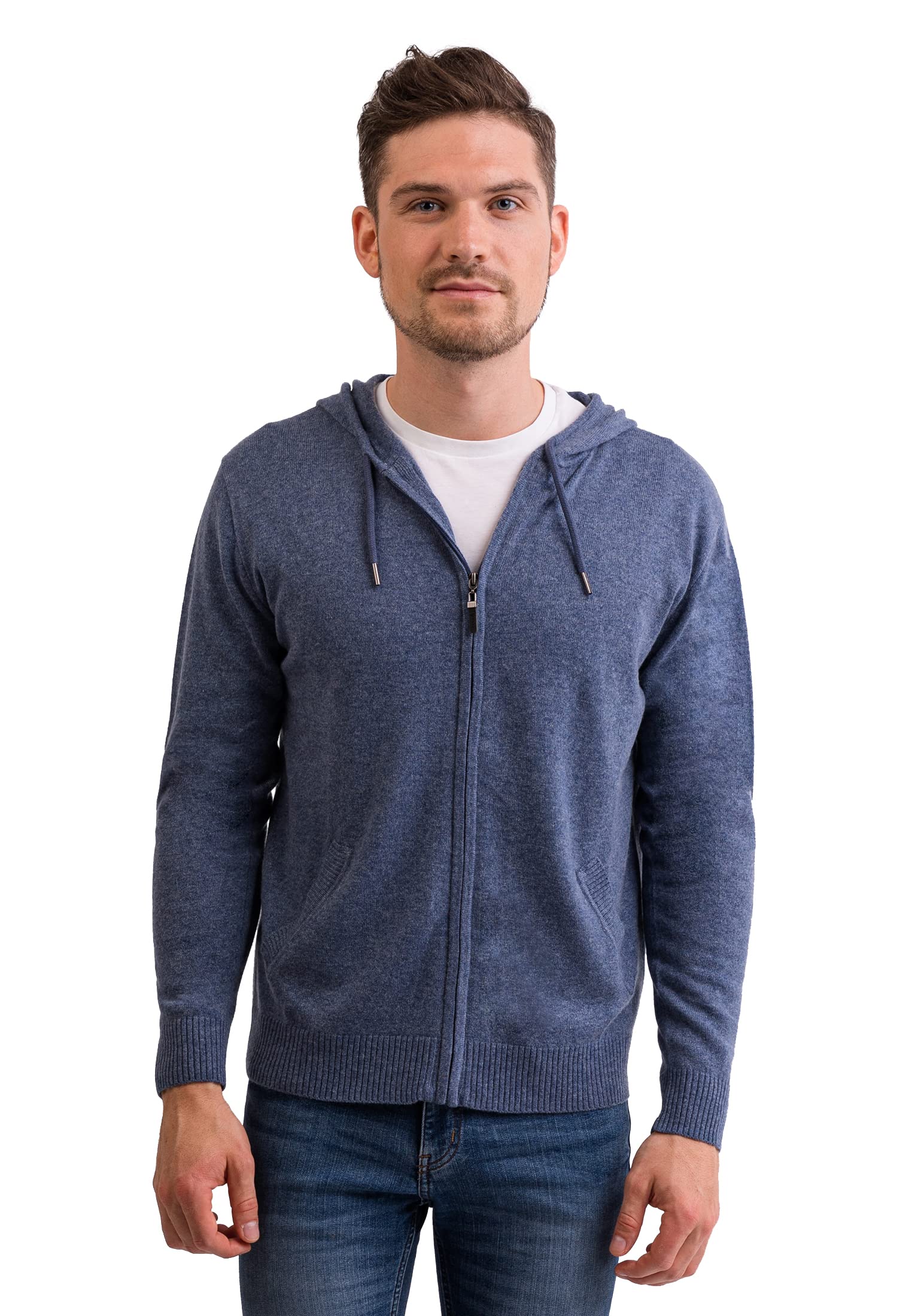 100% Kaschmir Herren Kapuzenpullover | Hoodie mit Reißverschluss