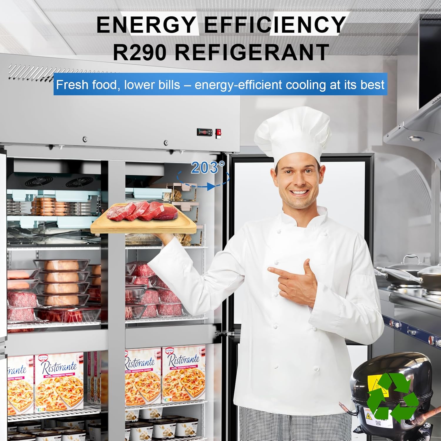 48" W 4 Door Commercial Freezer Stainless Steel 36 Cu.ft Freezer for Restaurant, Bar, Shop etc