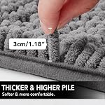Deconovo Rugs de salle de bain gris, 17"x24", Rug de douche rapide absorbante, matelas de bain en peluche souple Chenille, tapis de sol en caoutchouc antidérapant pour baignoire, sous l'évier, cuisine, entrée