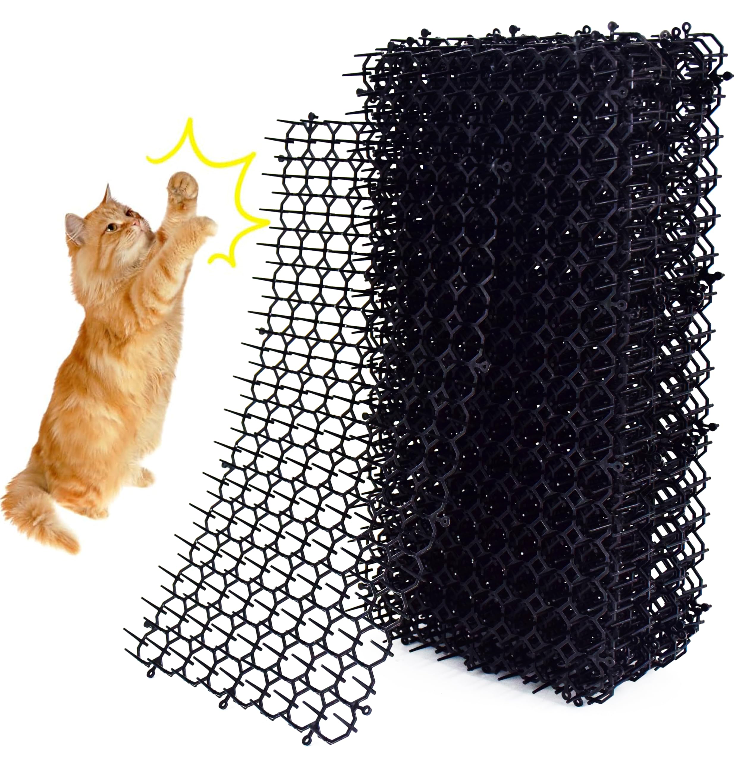 HakyPaky 10 Pack 16 x 8 Inch Cat Scat Mat with Spikes, Scat Mat for Cats Cat Deterrent Mat Digging Stopper Repellent Spike Mat