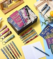 Vista 3 de PerKoop Juego de 48 piezas de regalos inspiradores, bloc de notas con citas inspiradoras, 3 x 5 pulgadas, bolígrafos motivacionales, llaveros a